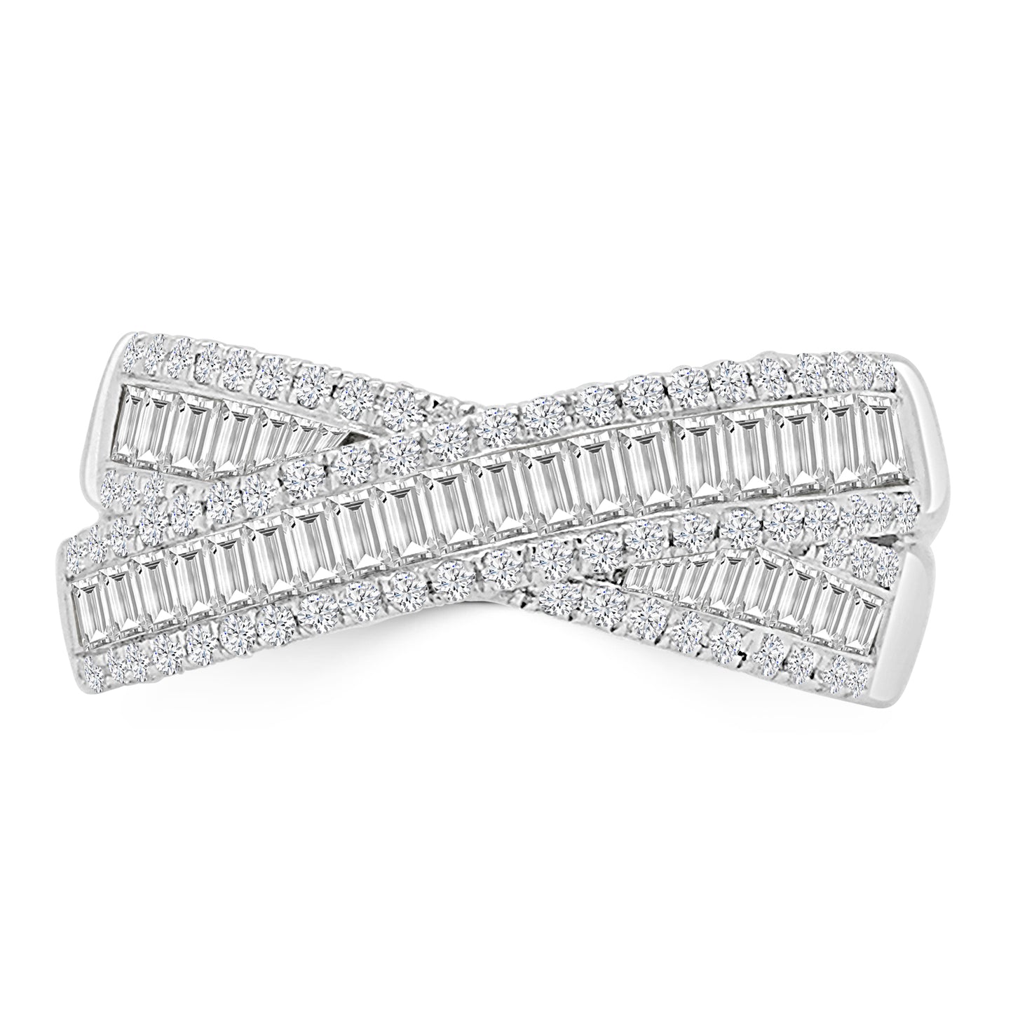 Platinum Two Row Crossover Diamond Eternity Ring, 1.03ct