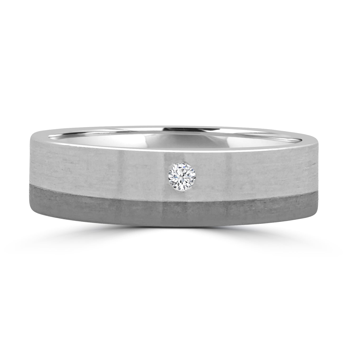 Platinum & Titanium Flat Two Diamond 5mm Wedding Band