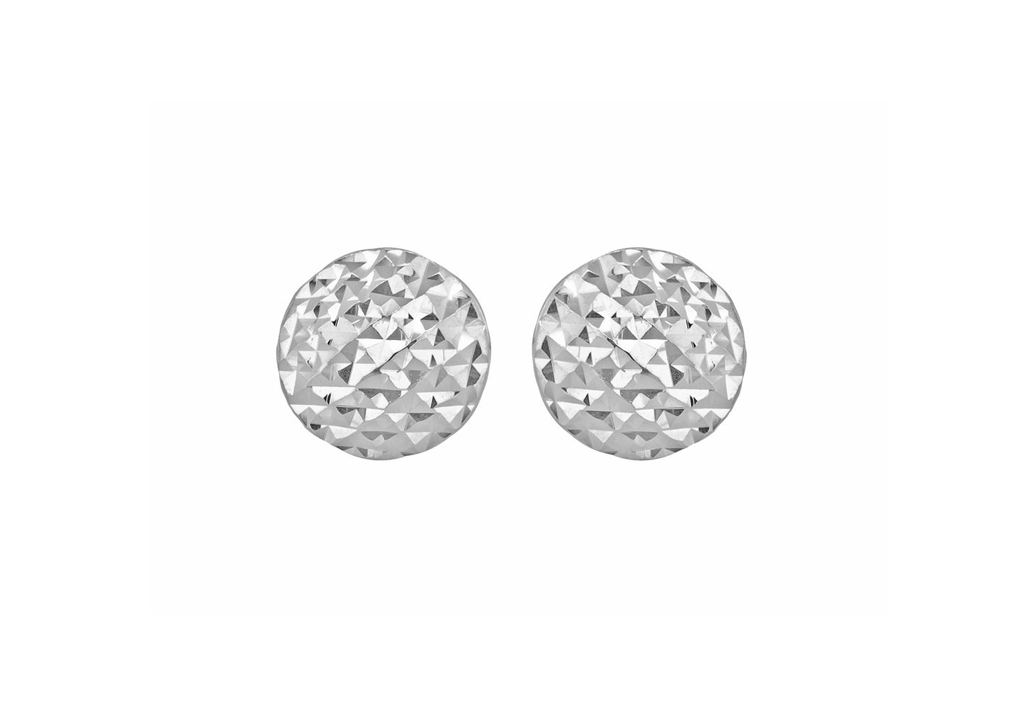 9ct White Gold Round Diamond Cut Earrings