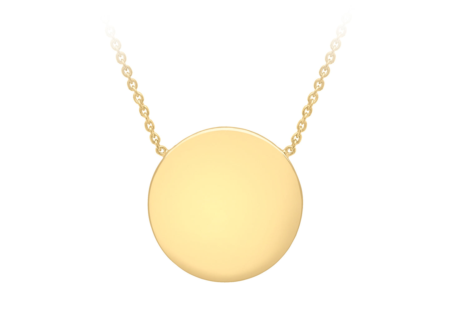 9ct Yellow Gold 15mm Disc Pendant Adjustable Necklace