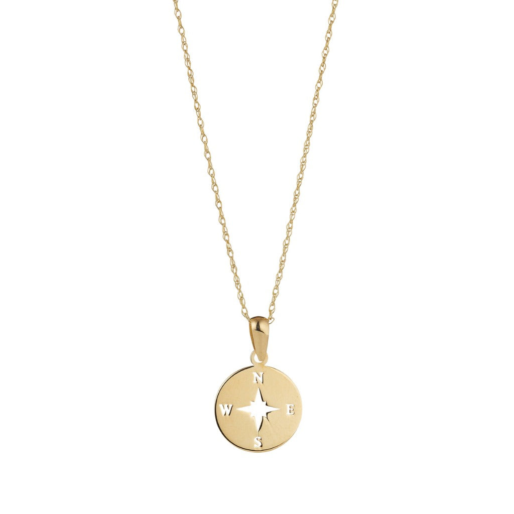 9ct Yellow Gold Cut Out Compass Necklace