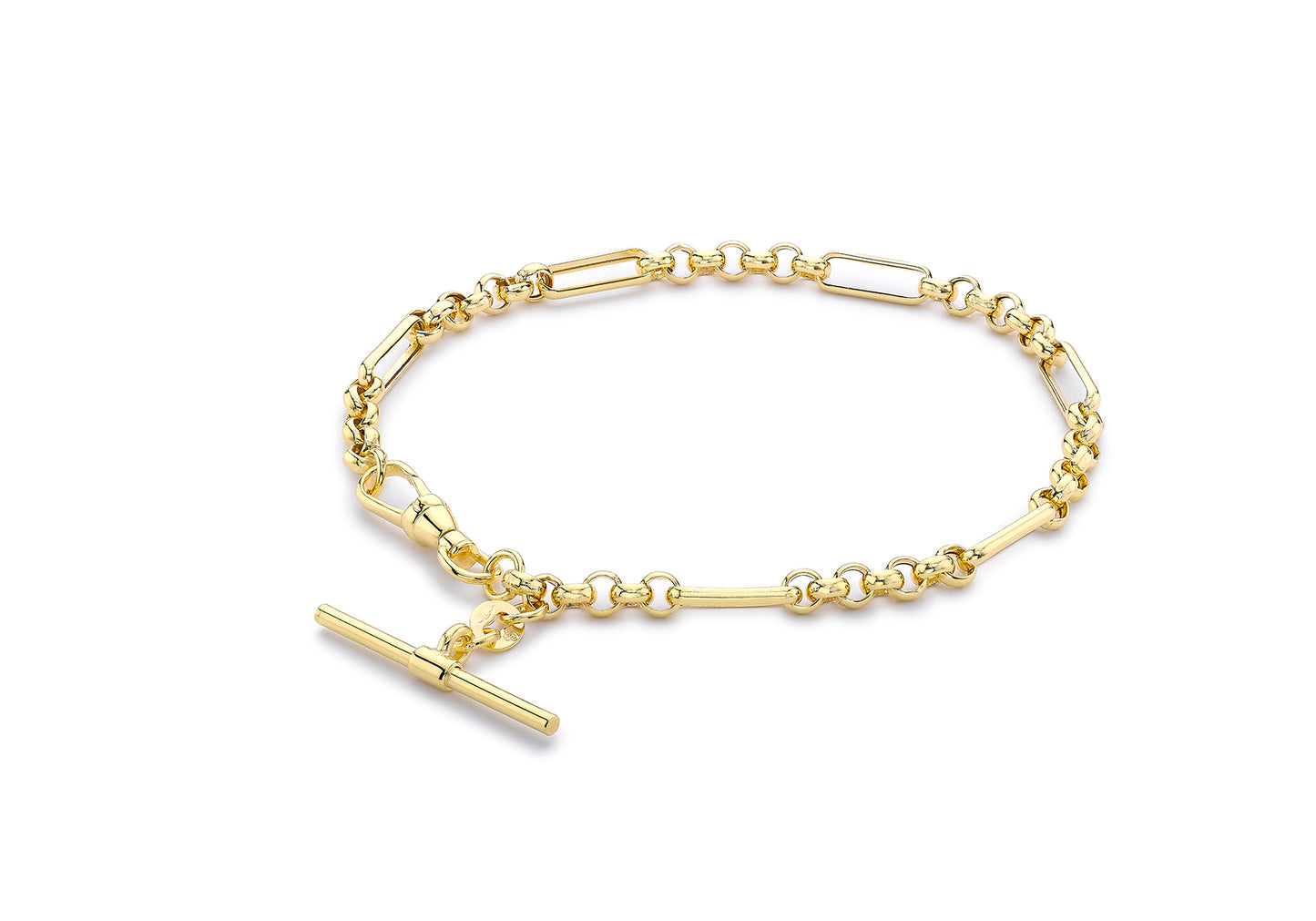 9ct Yellow Gold Belcher Albert T-Bar Bracelet