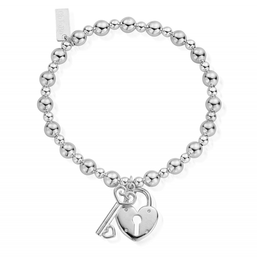A image of the product ChloBo Sterling Silver Large Bead & Noodle Large Duo Hearts Bracelet