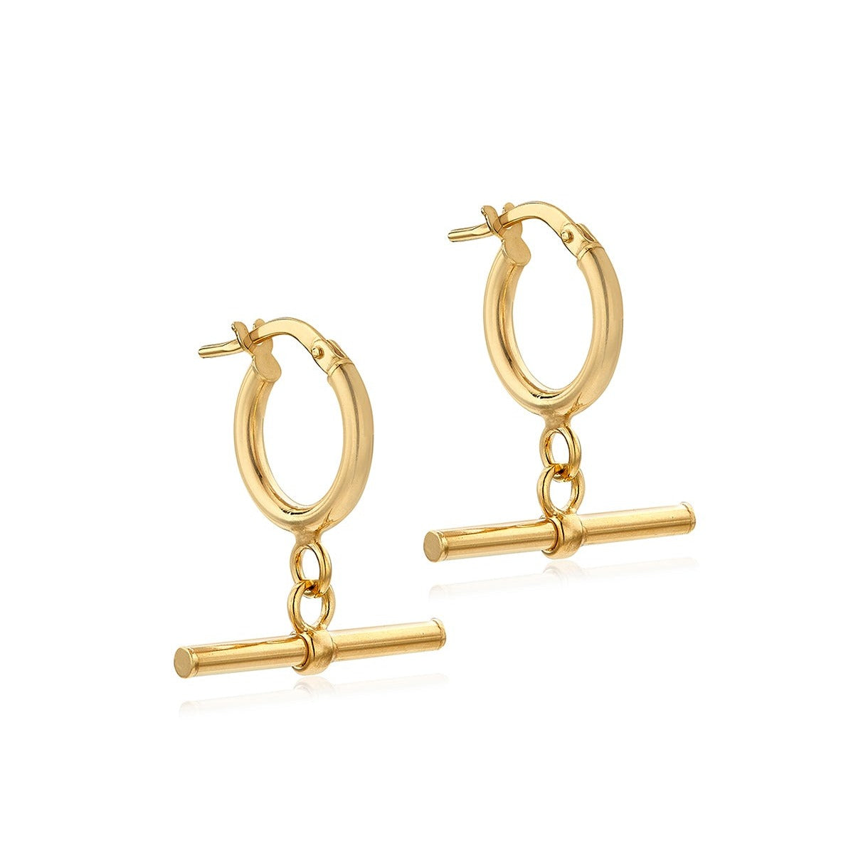 9ct Yellow Gold T-Bar Creole Hoops