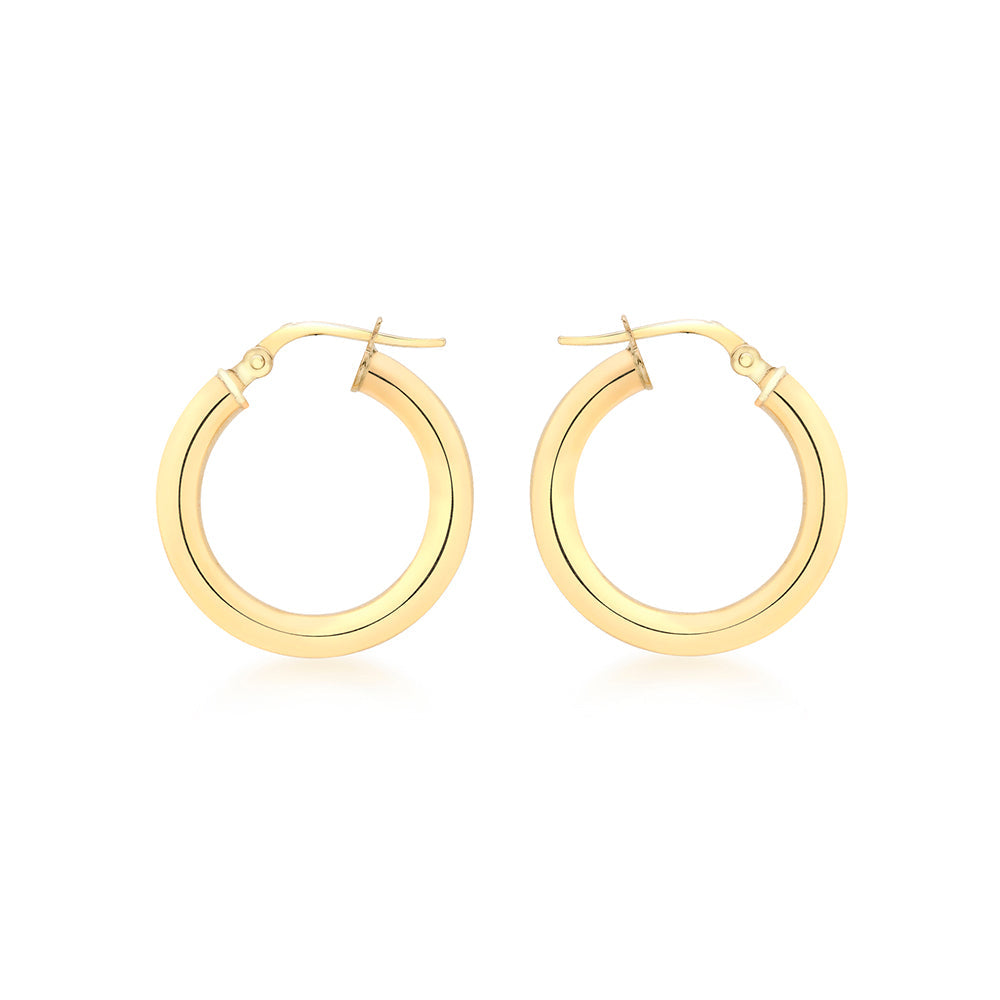 9ct Yellow Gold 15mm Creole Hoop Earrings