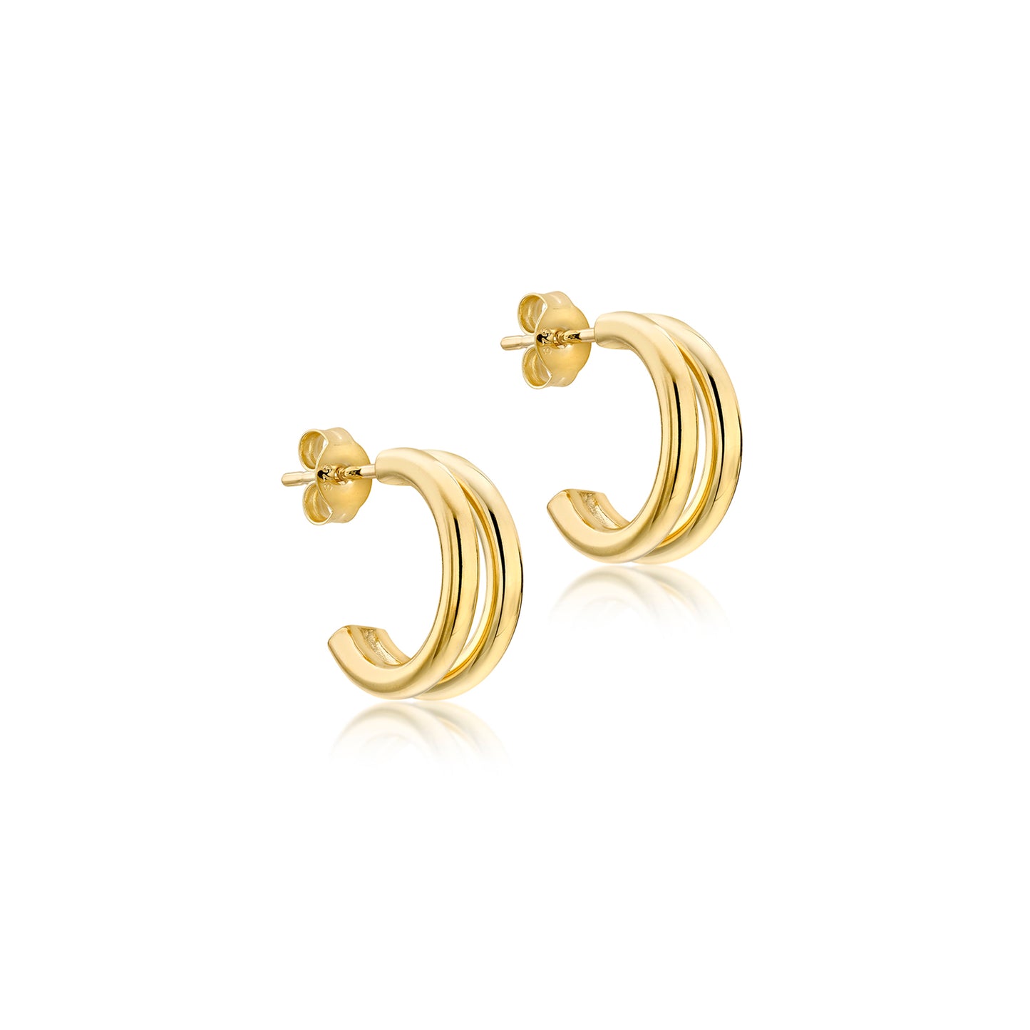 9ct Yellow Gold Double Half Hoop Stud Earrings