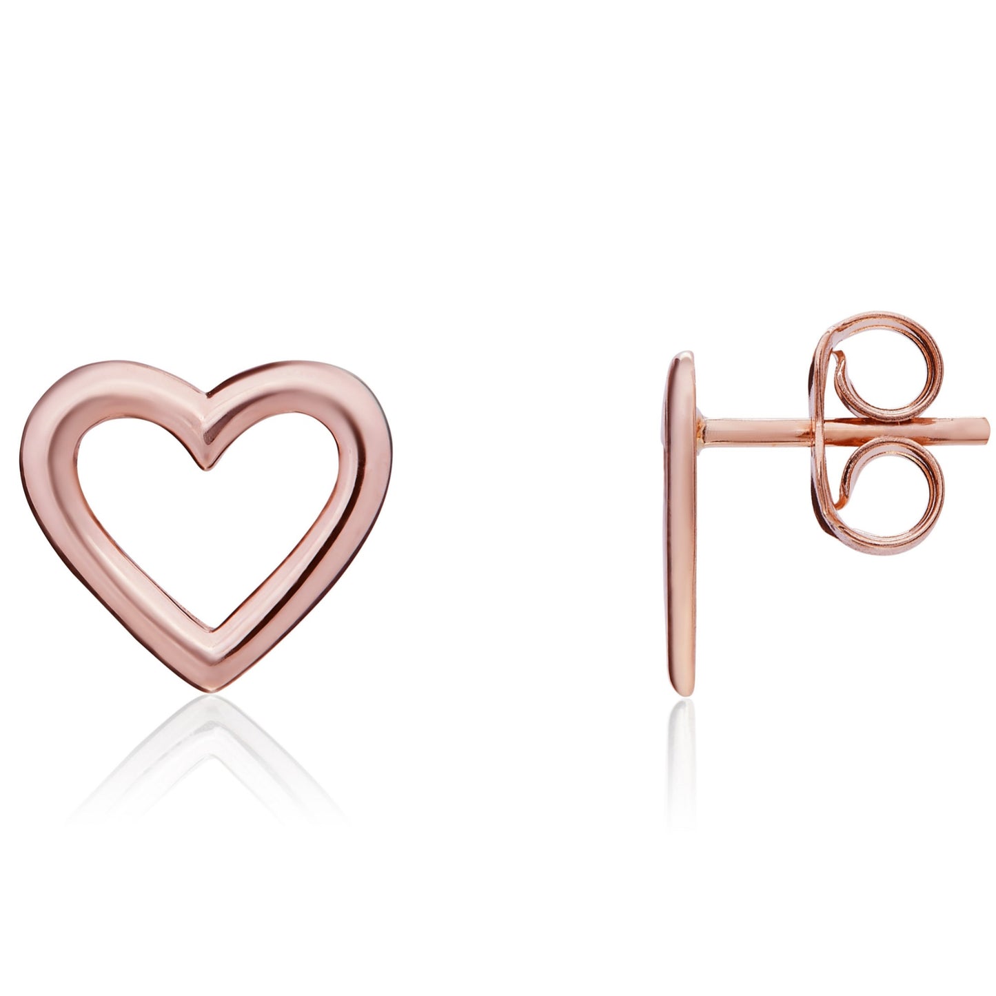 9ct Rose Gold Open Heart Stud Earrings