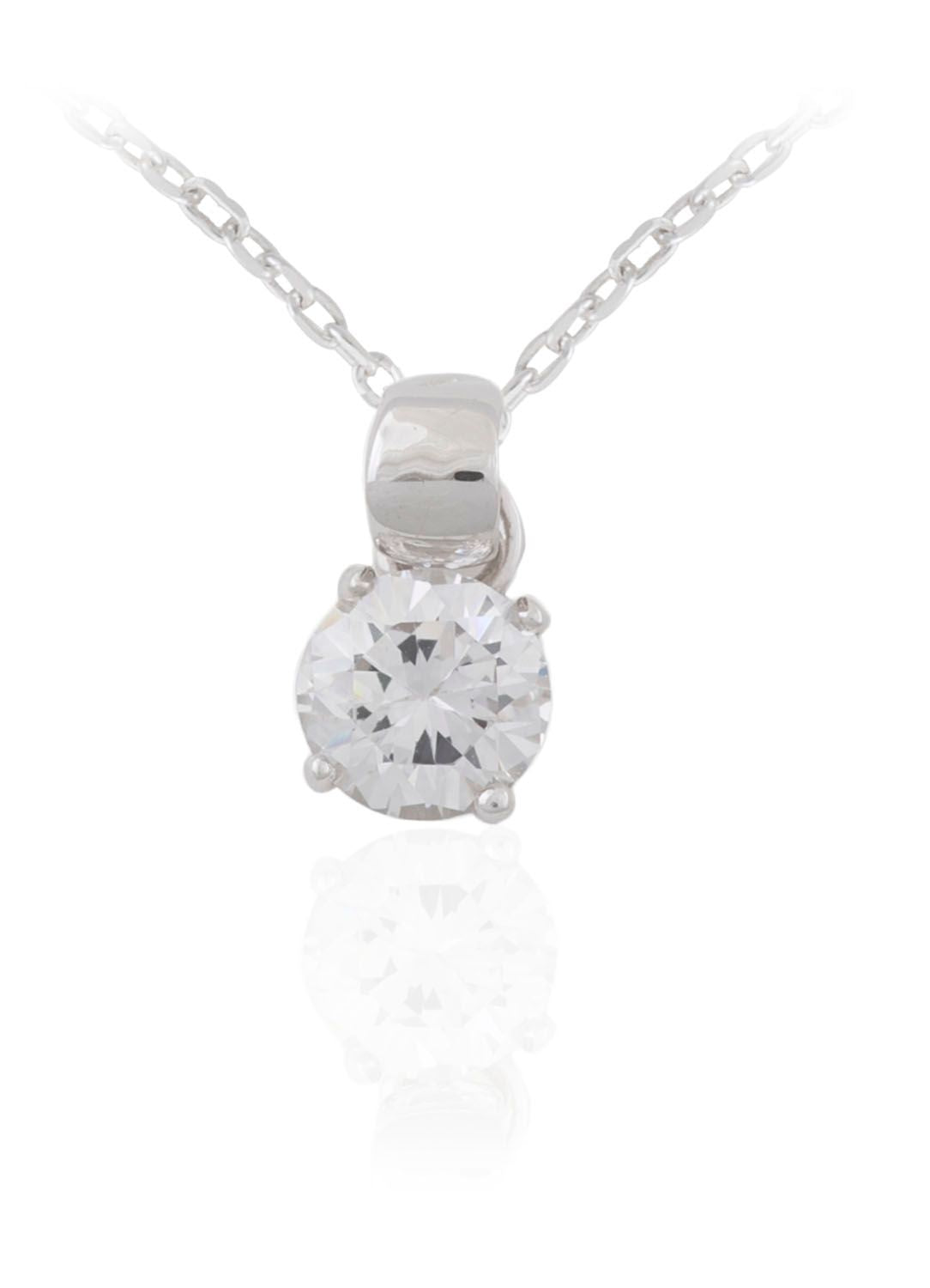 Sterling Silver Brilliant Round Solitaire CZ Necklace