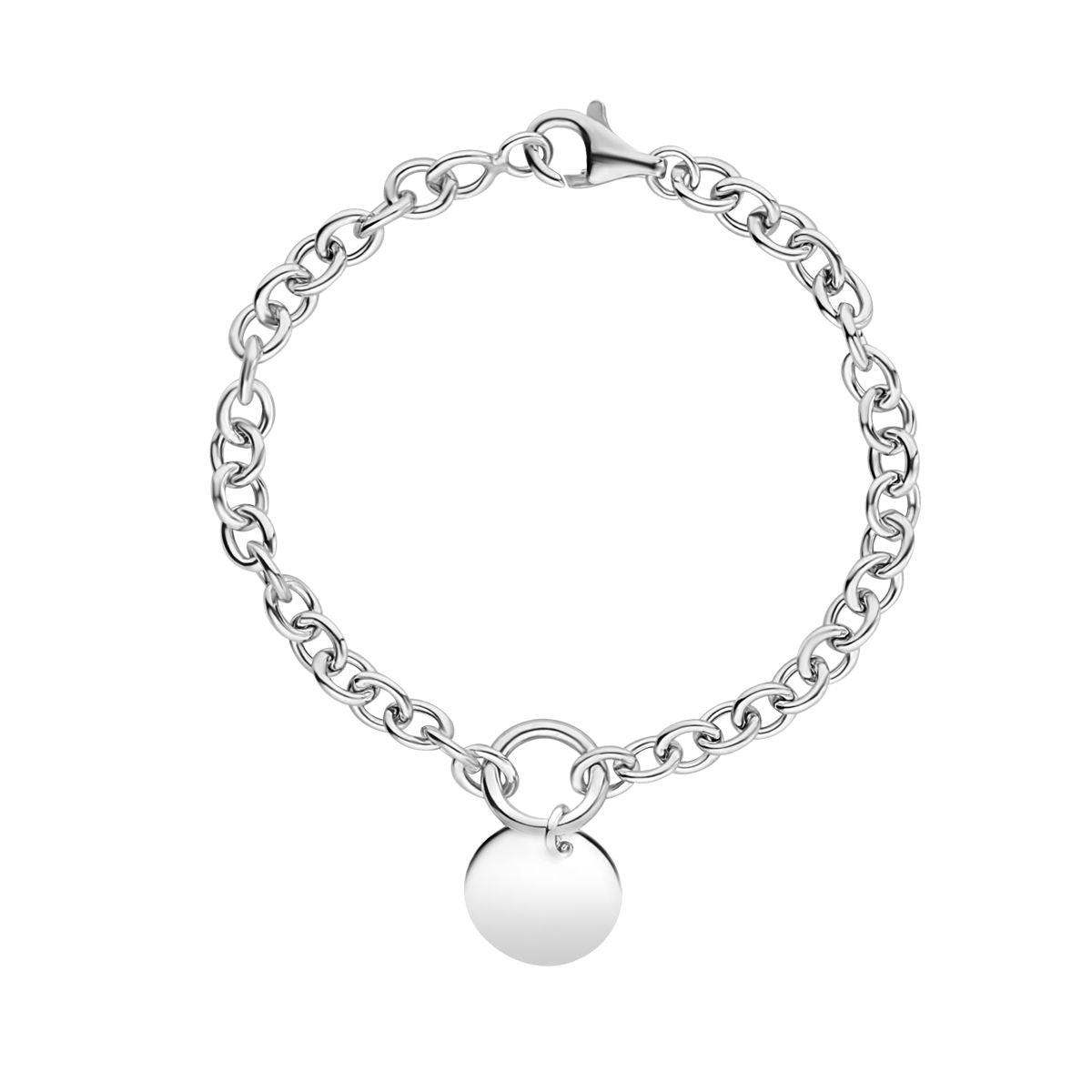 925 Sterling Silver Personalising Disc Belcher Chain Bracelet Media 1 of 1