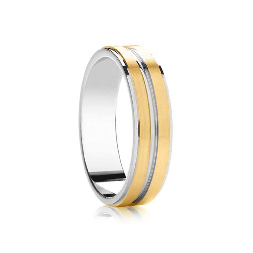 18ct Yellow Gold & Platinum Double Row Medium 6mm Wedding Band