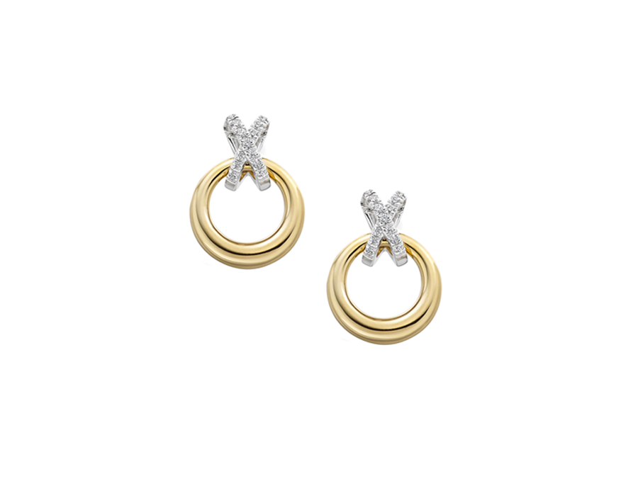 9ct Yellow & White Gold Earrings 0.15ct