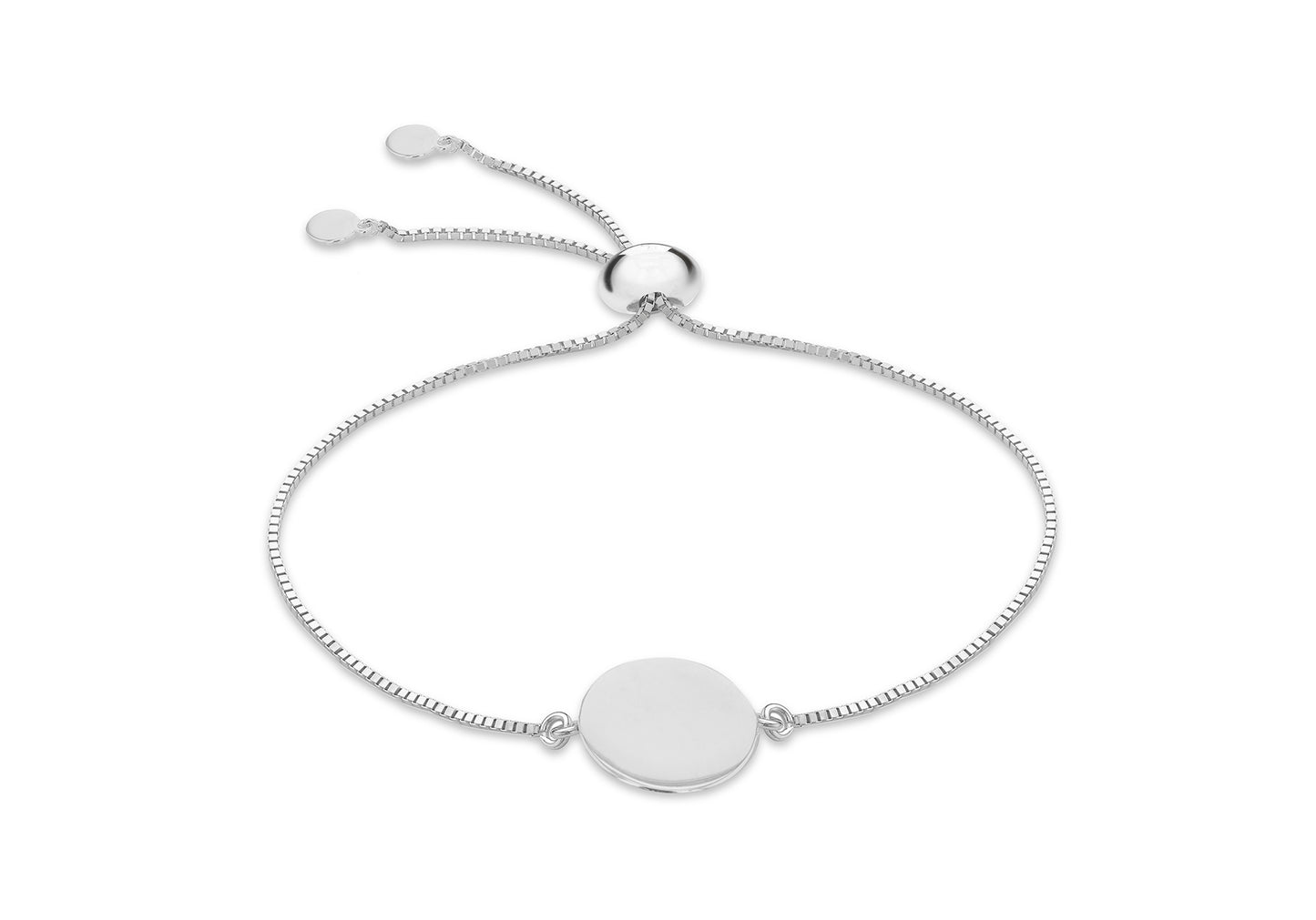 Sterling Silver 13mm Personalising Disc & Sliding Bracelet