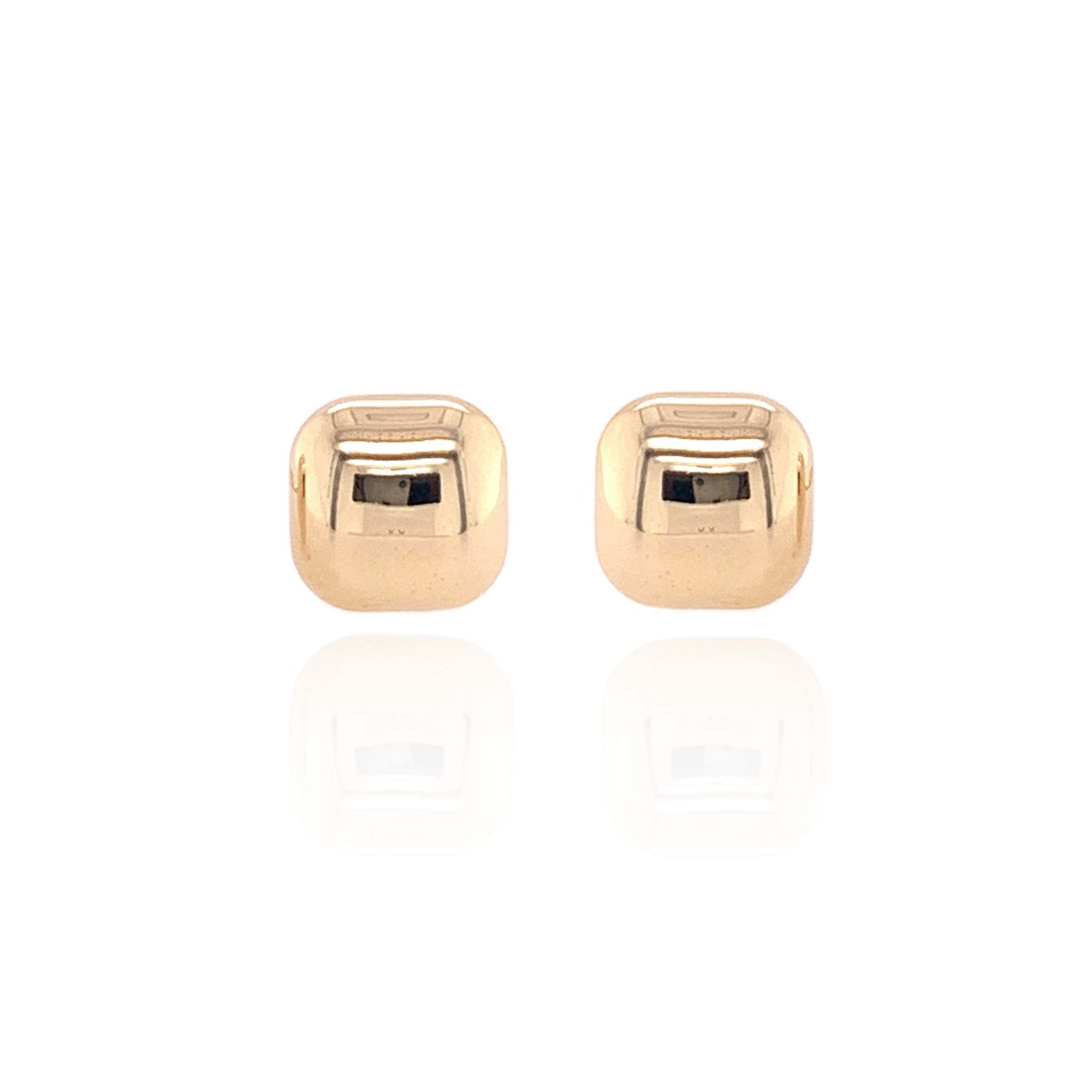 9ct Yellow Gold 10mm Cushion Earrings