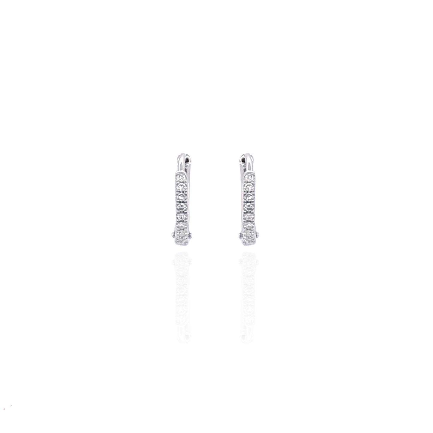 9ct White Gold Diamond Hoop Earrings Small