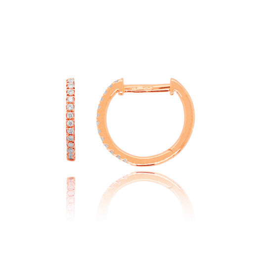9ct Rose Gold Diamond Easy Hinge Hoop Earrings, 0.10ct
