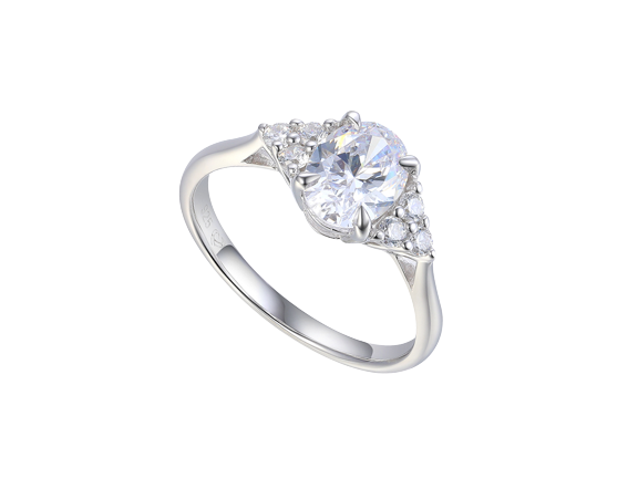 Sterling Silver 8mm Oval & Trefoil Tapered Talon Claw Ring