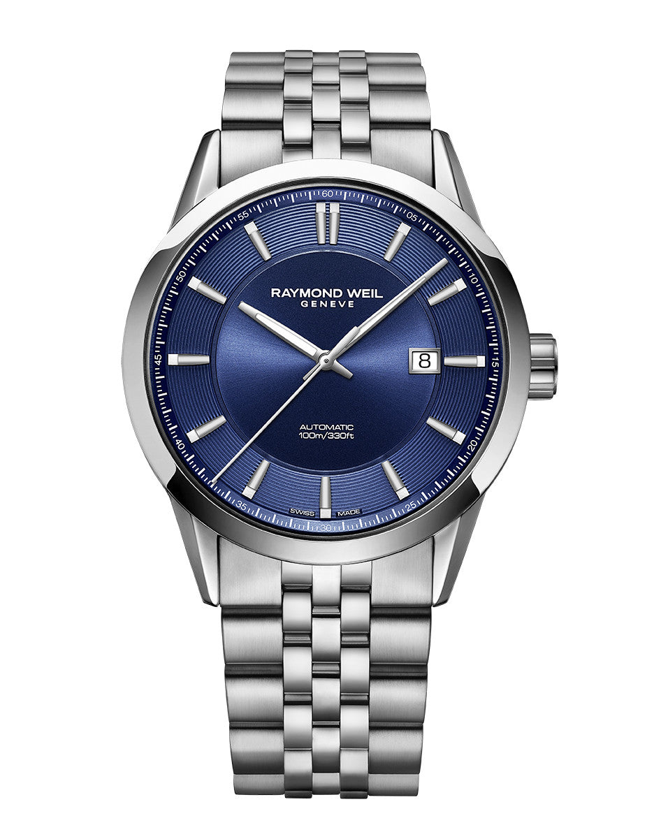 A Picture of Raymond Weil 42mm Freelancer Automatic Blue Dial Watch