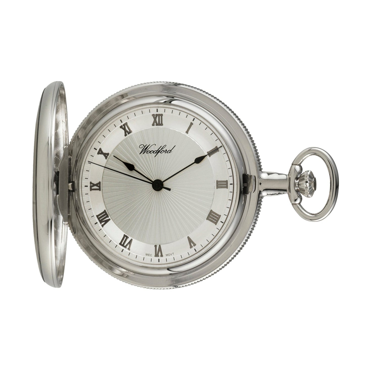 Woodford 50mm Chrome Plated Full Hunter Pocket Watch