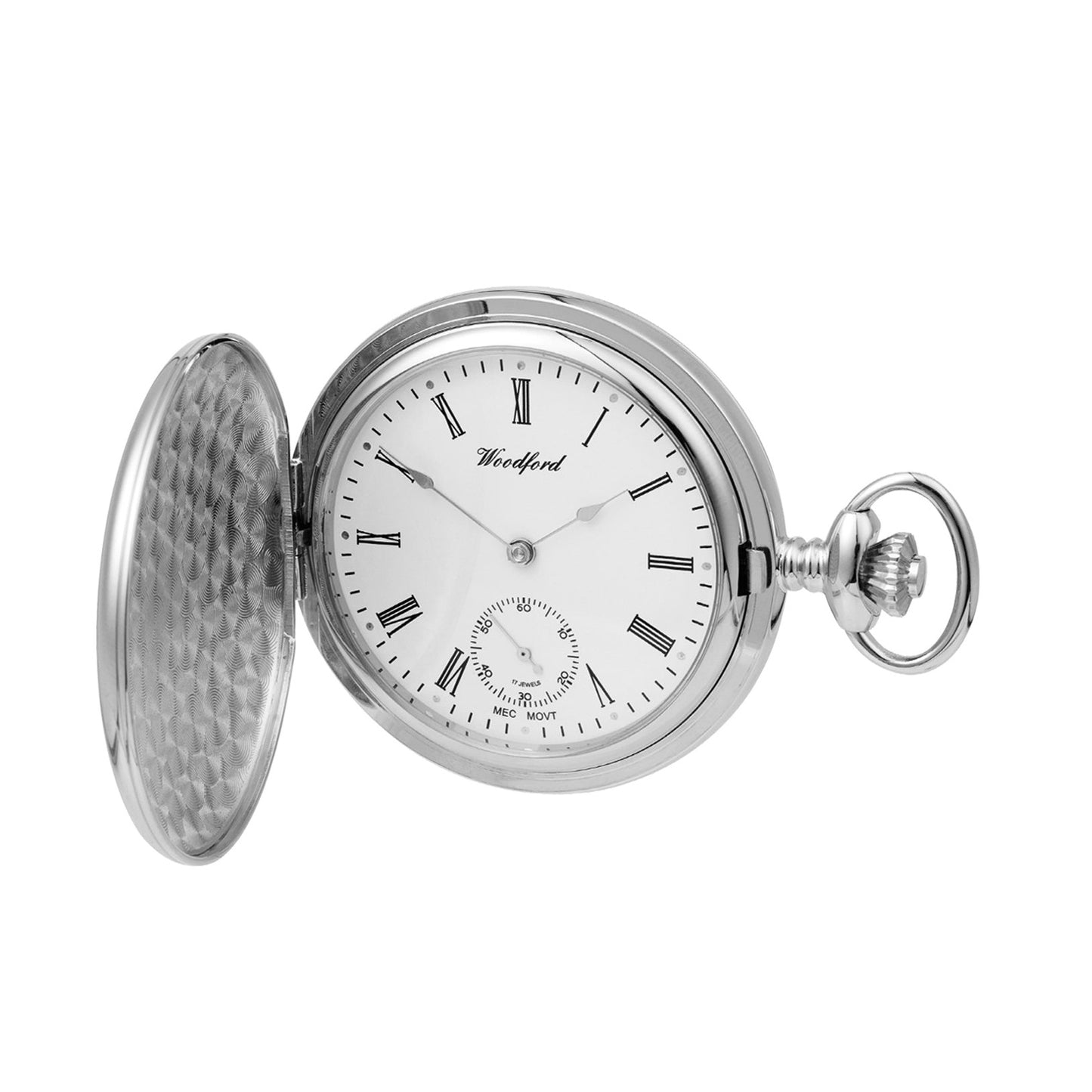 Woodford 50mm Chrome Plated Full Hunter Pocket Watch