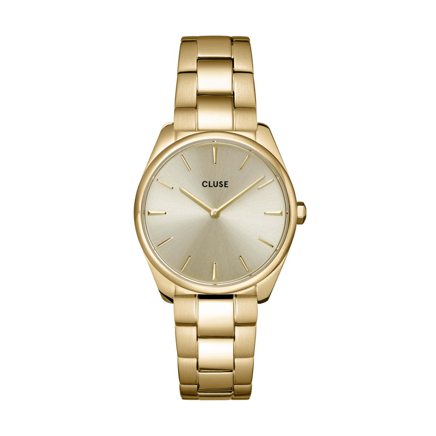 An image of Cluse 31mm Féroce All Gold Toned Stainless Steel Link Watch From official stockists Jack Murphy Jewellers