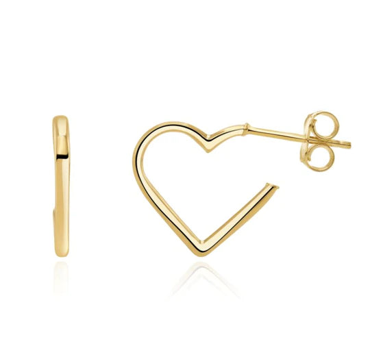 9ct Yellow Gold Heart Shaped Hoop Earrings