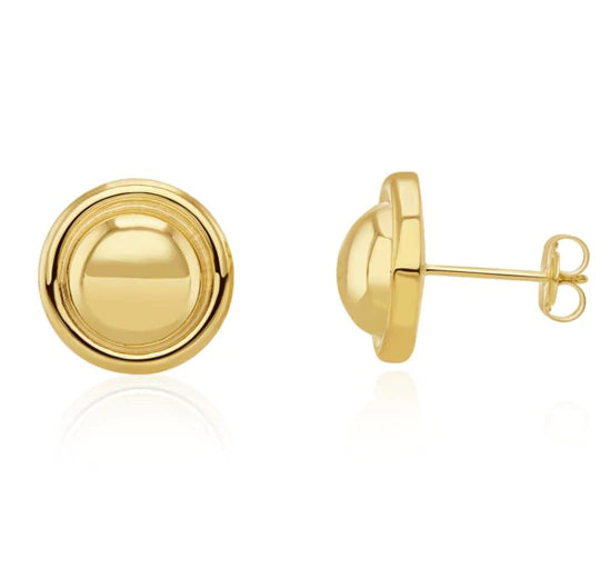 9ct Yellow Gold 12mm Button & Bordered Stud Earrings
