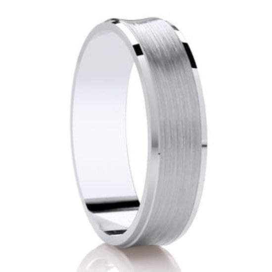 Platinum Concaved Matte & Polished Edges Medium 6mm Wedding Band