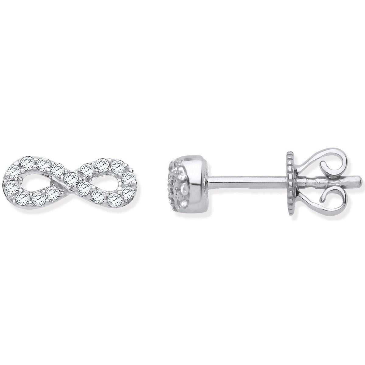 9ct White Gold Infinity Diamond Stud Earrings, 0.15ct