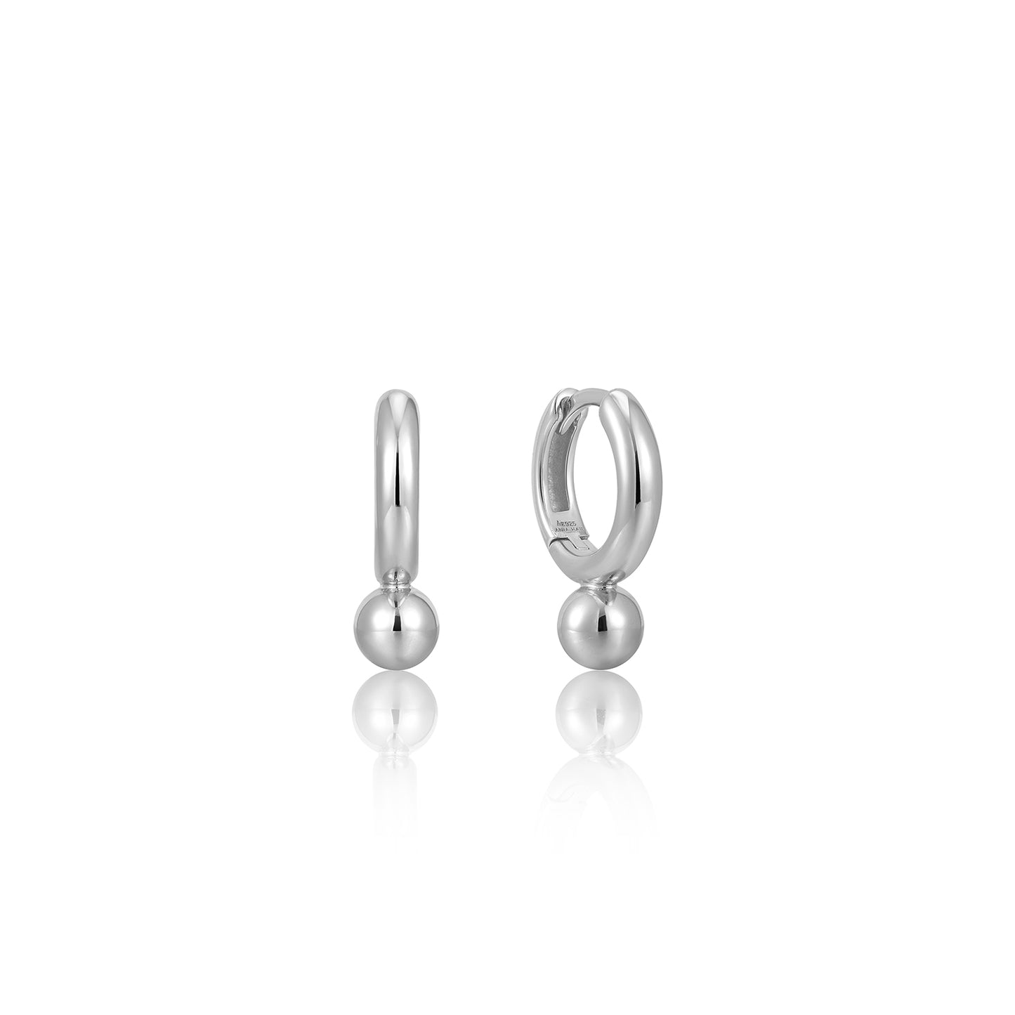 Ania Haie Rhodium Plated Silver Orb Drop Hoop's