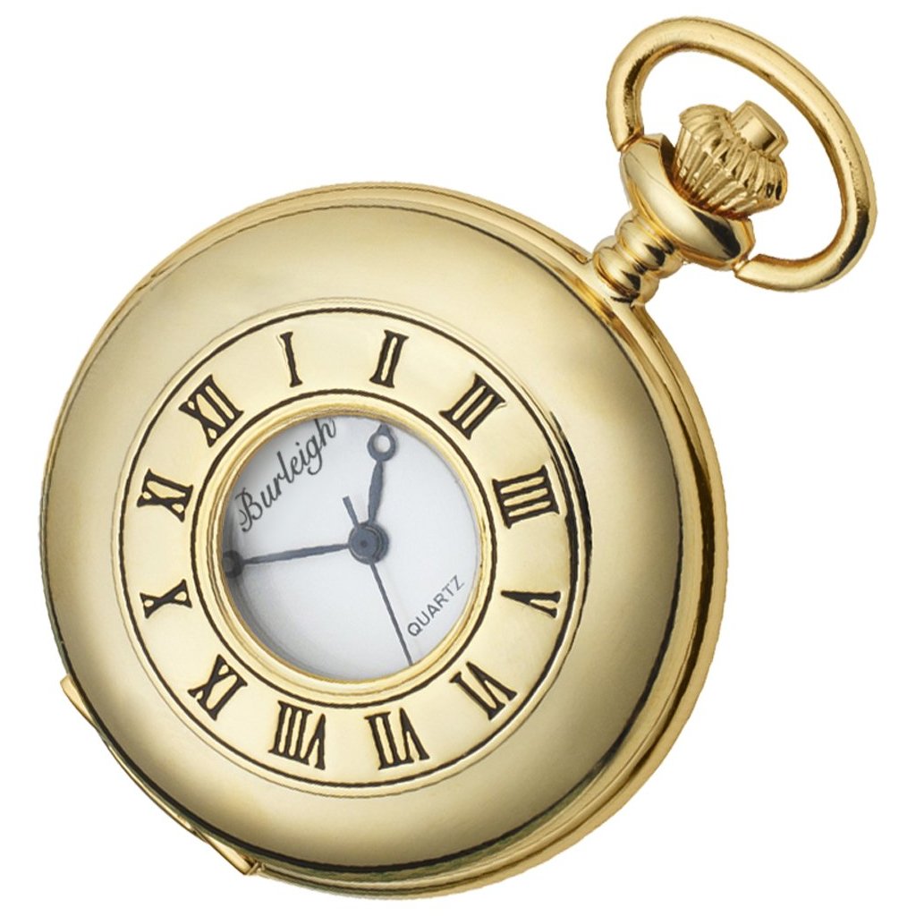 Burleigh 40mm Gold Plated Half Hunter Pocket Watch