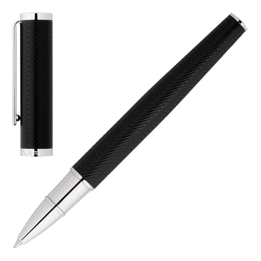 Hugo Boss Black & Chrome Textured Matte Rollerball Pen