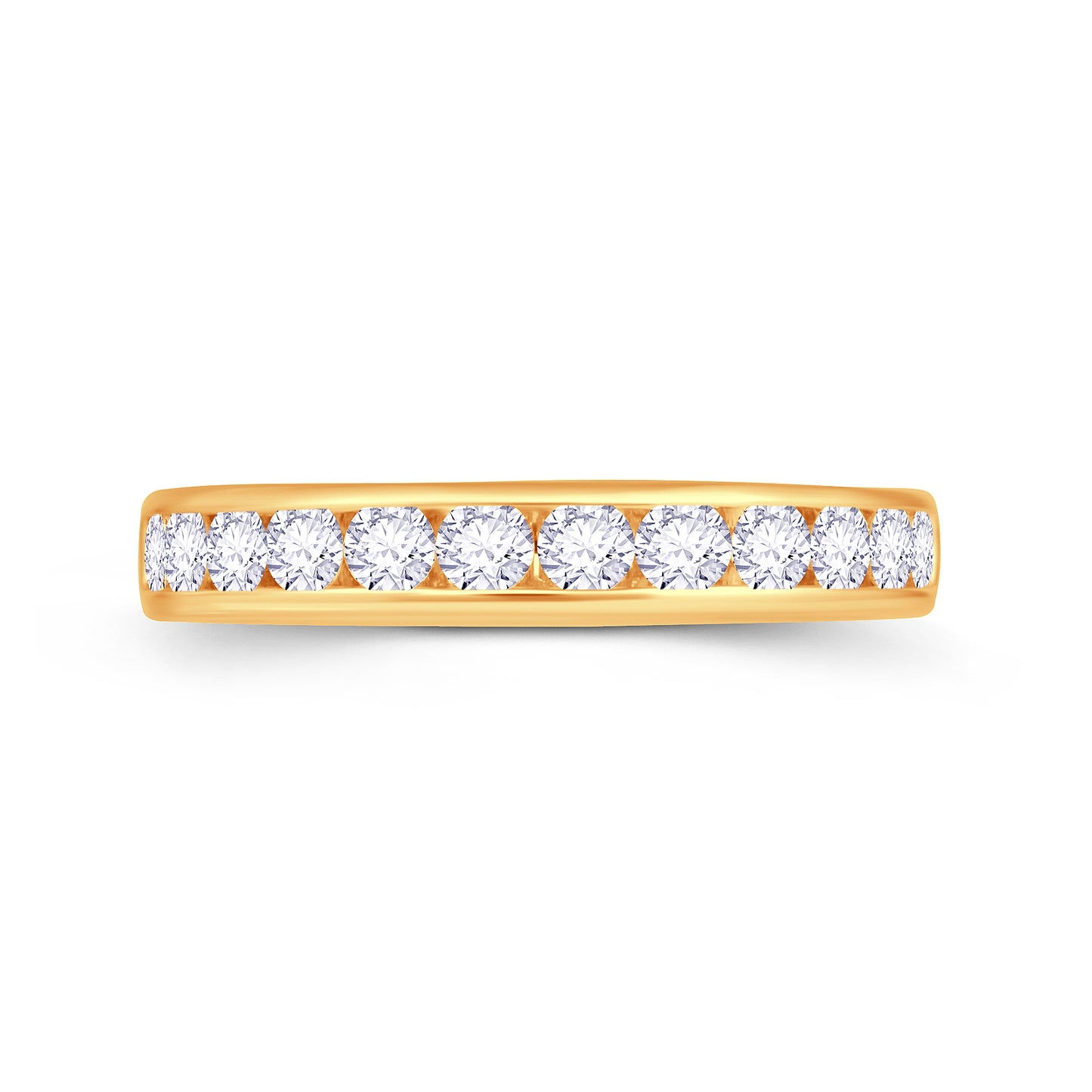 18ct Yellow Gold Brilliant Round Channel Set 3.5mm Diamond Ring 0.65ct Media 1 of 3