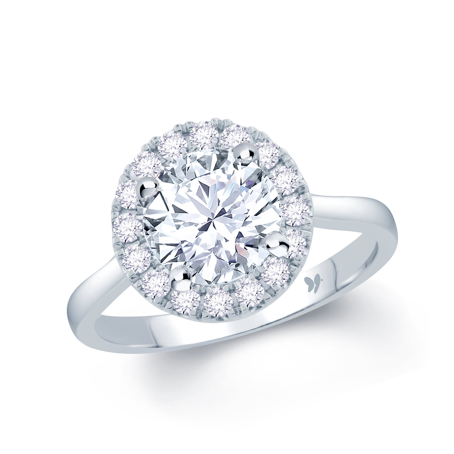 Laboratory Grown Diamond Brilliant Round & Halo Platinum Band 1.27ct