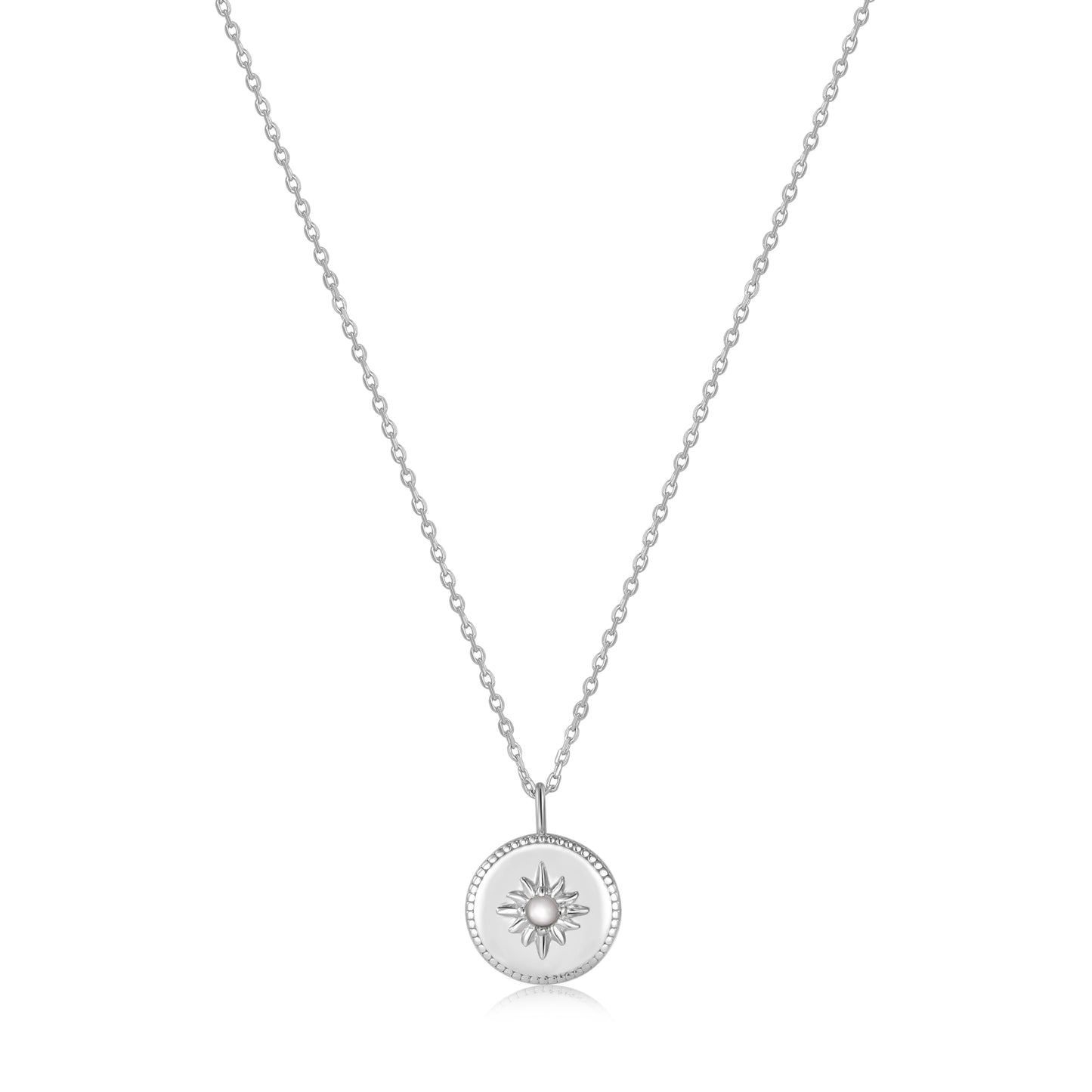 Ania Haie Rhodium Plated Silver Mother of Pearl Sun Necklace