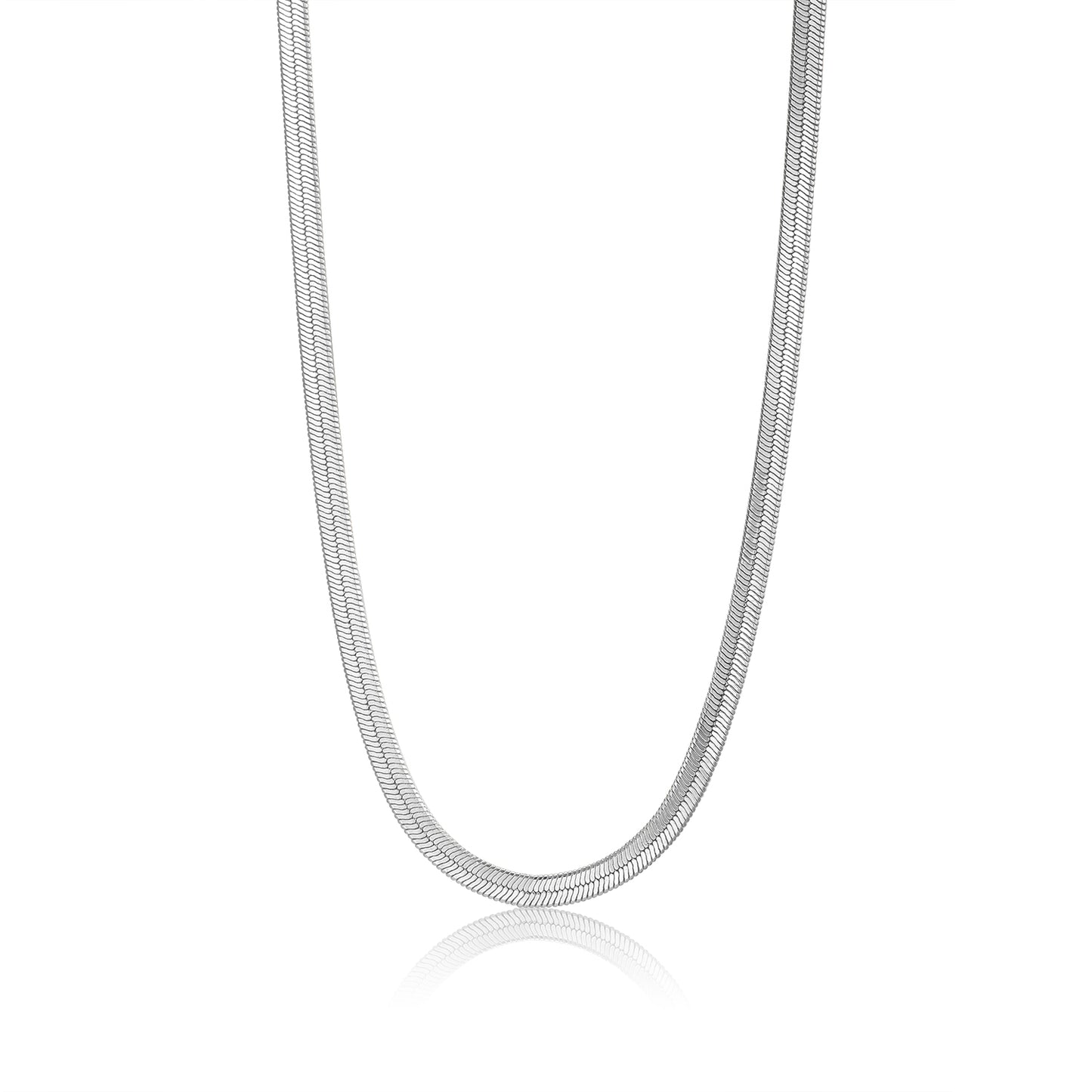 Ania Haie Rhodium Plated Silver 6mm Flat Snake Link Necklace