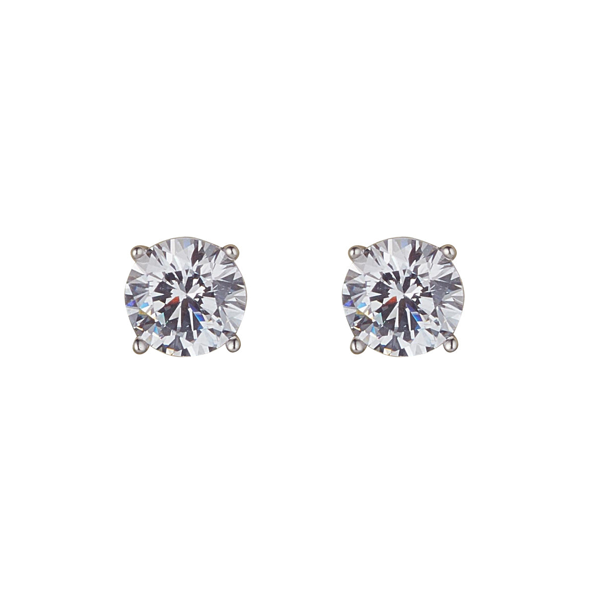 Sterling Silver 6mm Round Solitaire CZ Stud Earrings