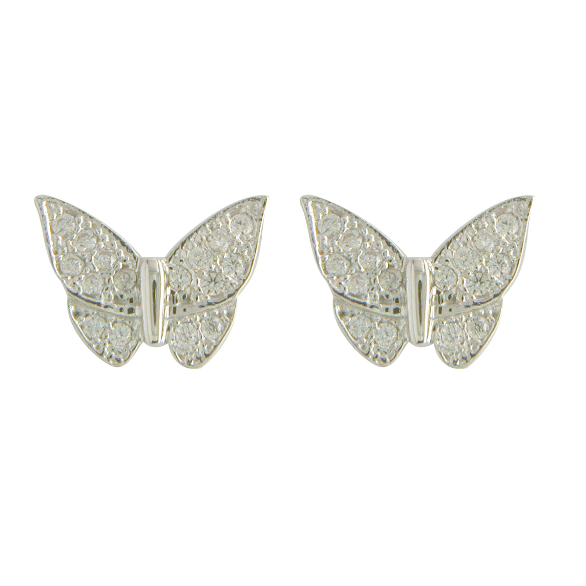 Sterling Silver Filigree Butterfly Stud Earrings Cubic Zirconia