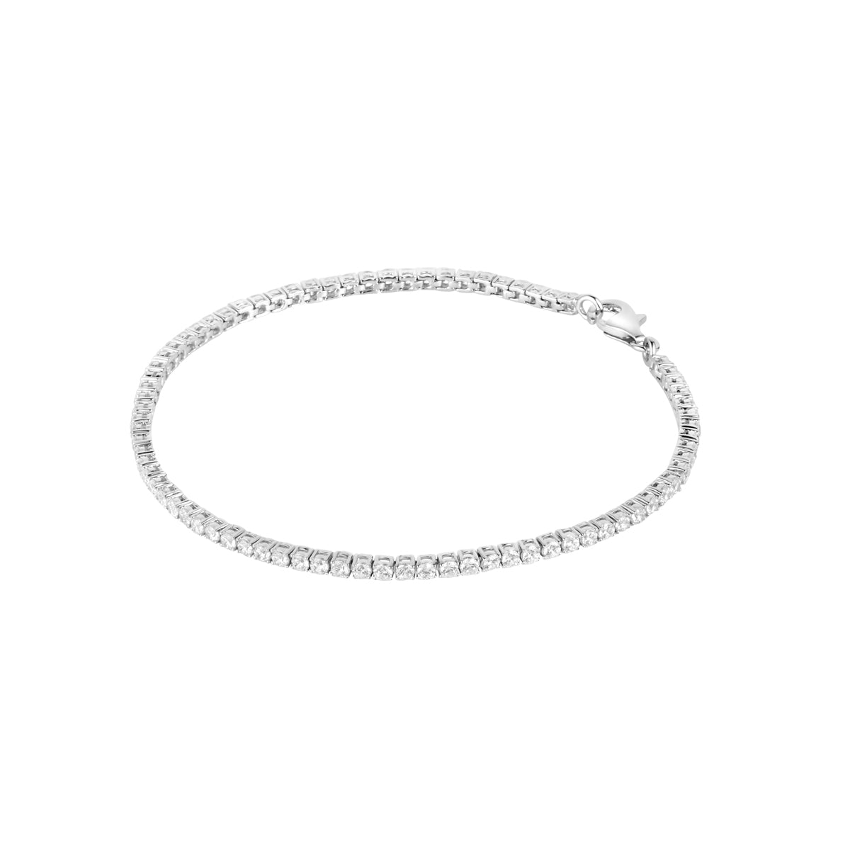 Sterling Silver Fine 2mm Tennis CZ Bracelet