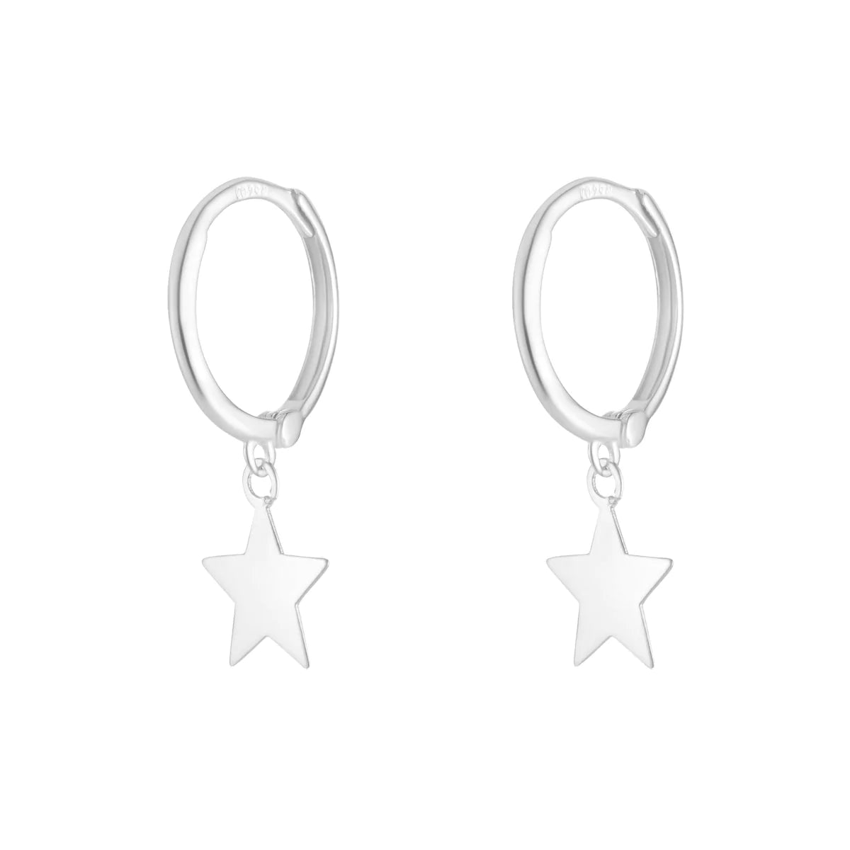 9ct White Gold Star Pendant Sleeper Hoops