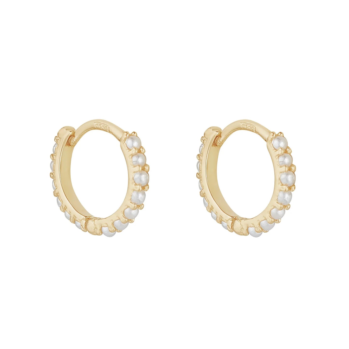 9ct Yellow Gold Pearl Huggy Hoops Earrings Media 1 of 1