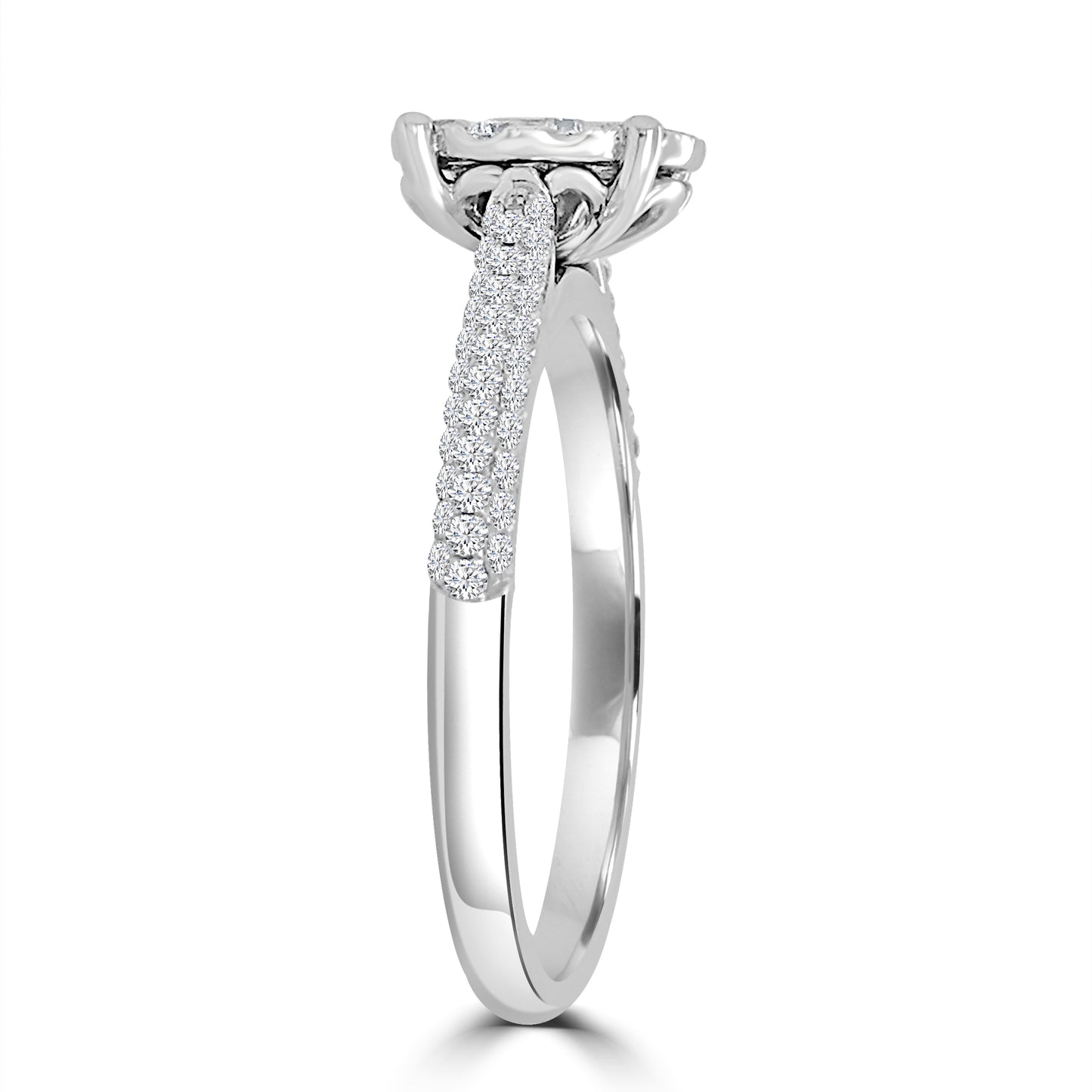 18ct White Gold Oval Illusion Diamond Band 0.72ct