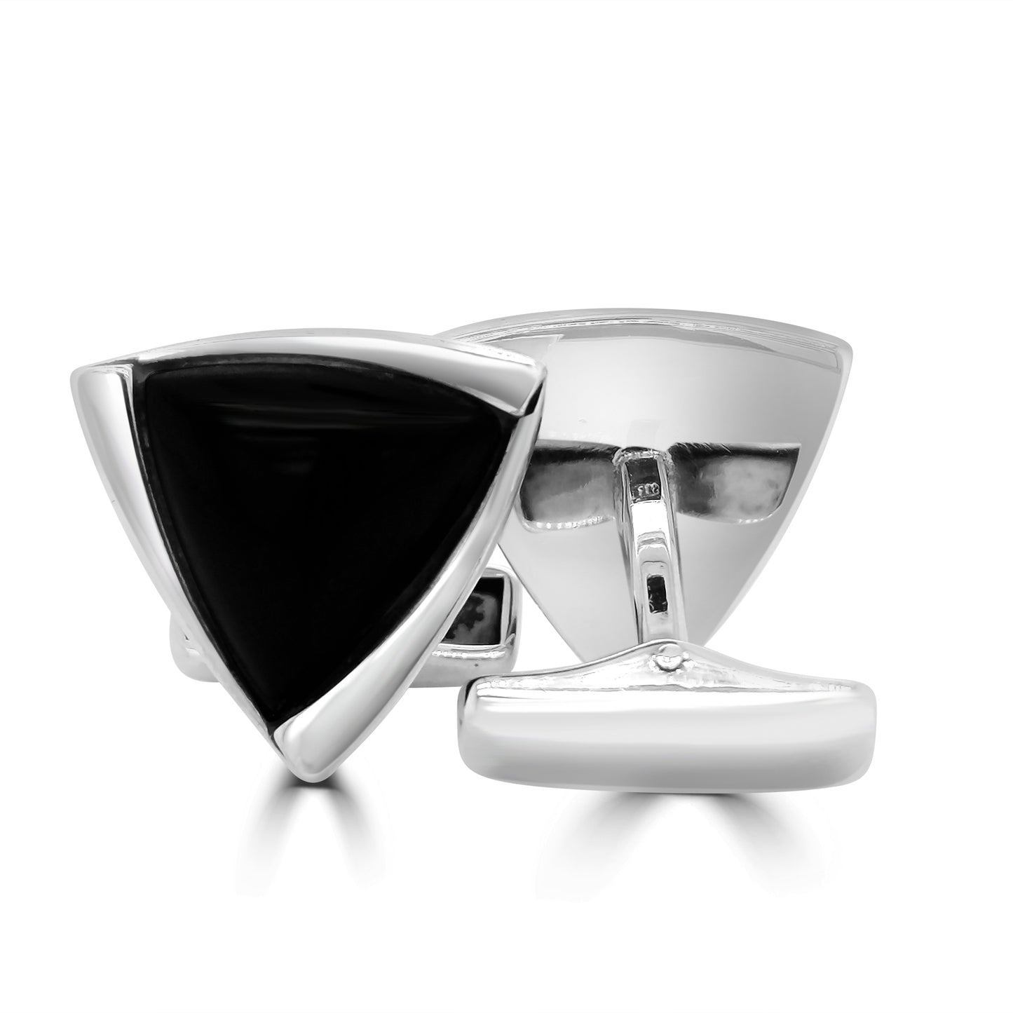 Sterling Silver Jet Black Triangle Cufflinks