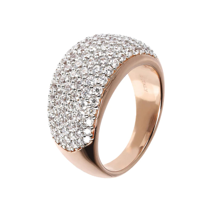Bronzallure Pavé Seven Row CZ Rose Gold Plated Ring