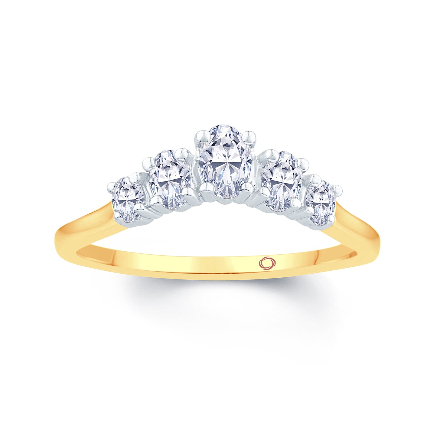 18ct Yellow Gold Graduating Oval Diamond Wedding Ring 0.45ct