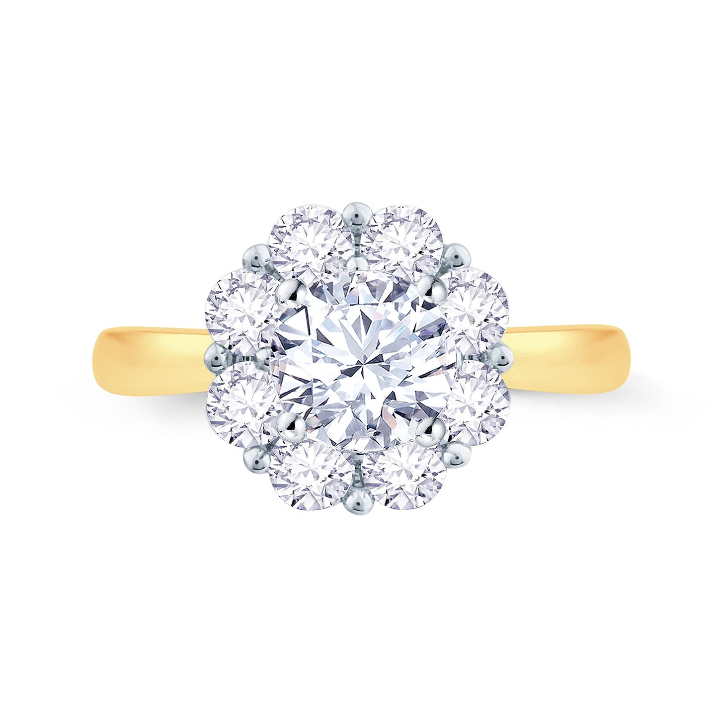 18ct Yellow Gold Brilliant Round & Halo Diamond Ring 1.54ct