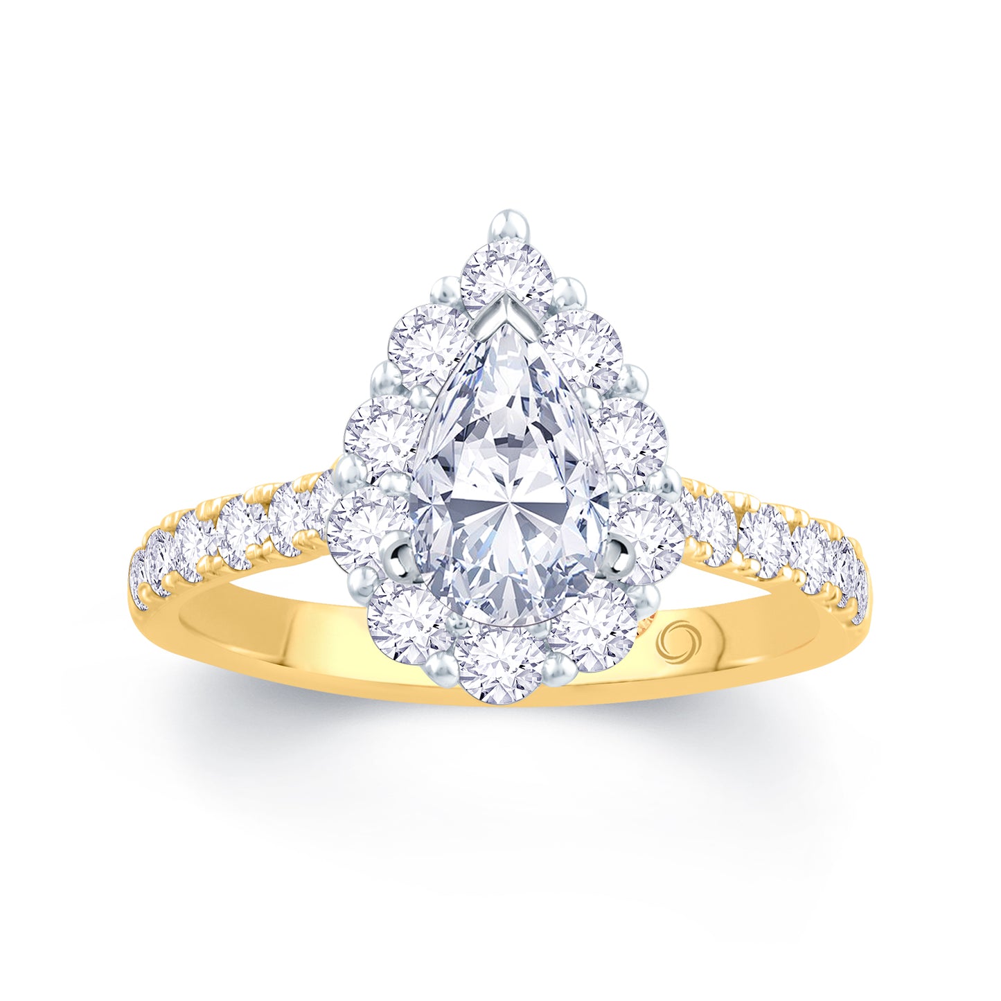 18ct Yellow Gold Pear & Halo Diamond Ring 1.41ct