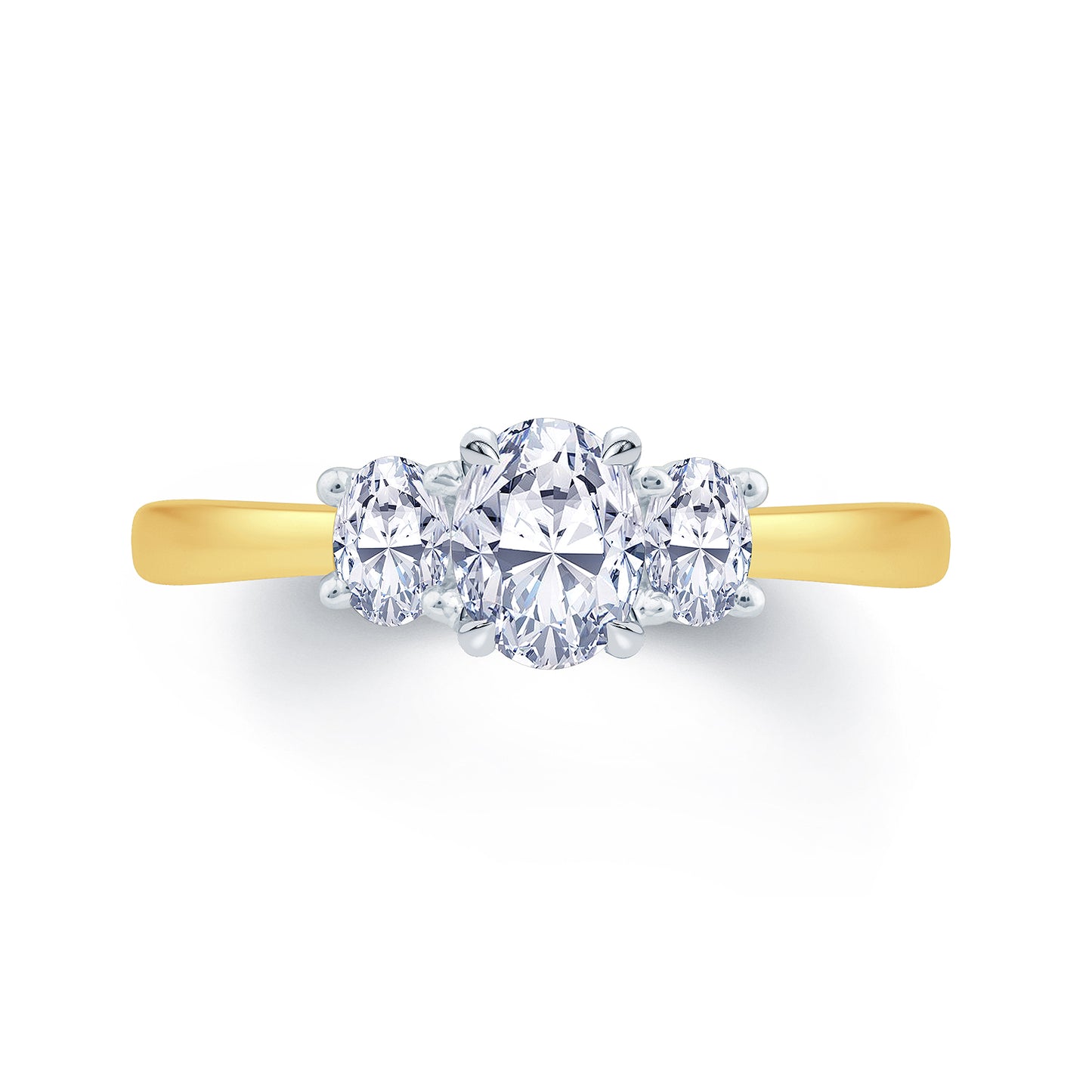 18ct Yellow Gold Oval Three-Stone Diamond Ring, 1.30ct