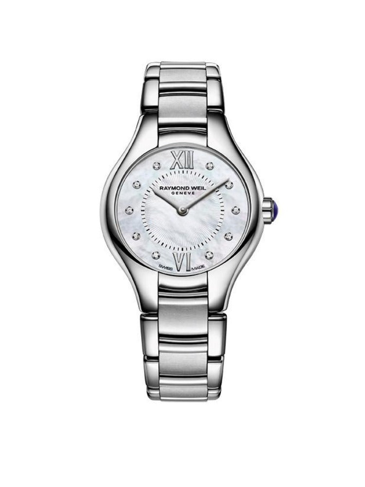 A Picture of Raymond Weil 24mm Noemia Silver Mother of Pearl Dial with set Diamonds Watch