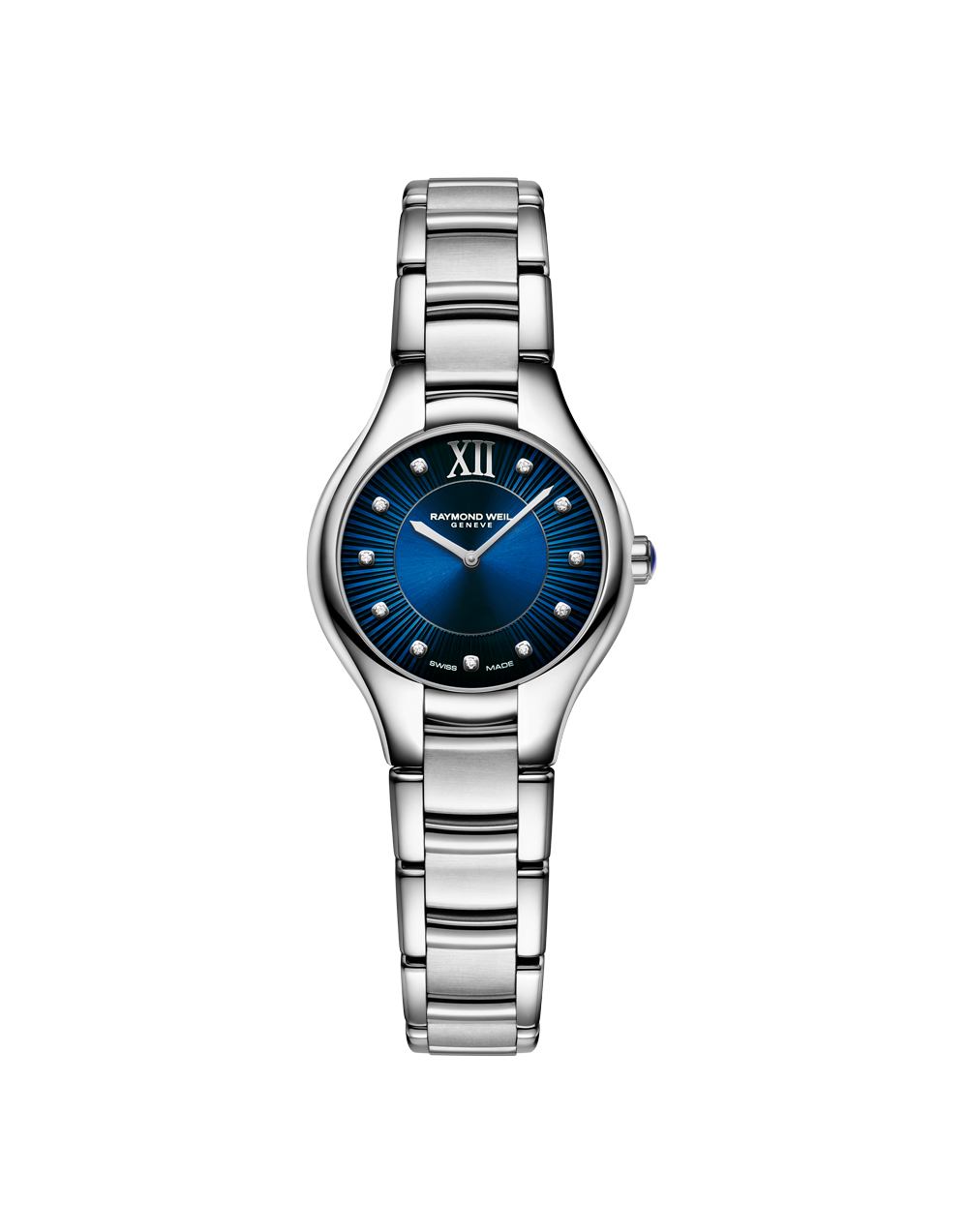 A Picture of Raymond Weil 24mm Noemia Blue Sunburst Diamond Set Dial Watch