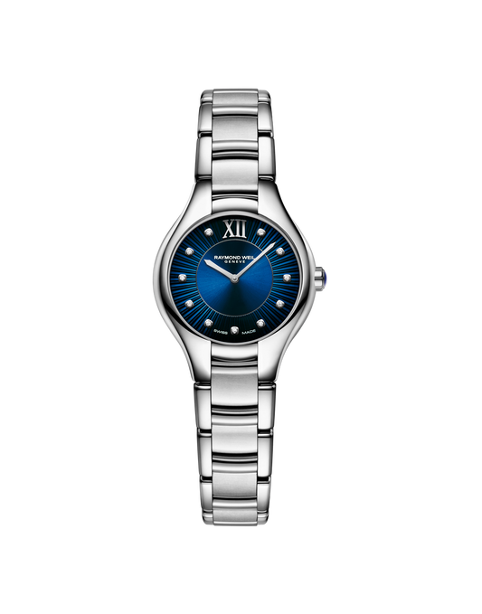 Raymond Weil 24mm Noemia Blue Sunburst Diamond Set Dial Watch